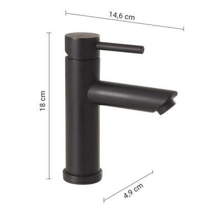 Gedy - Μπαταρία νιπτήρα GARDA 18 cm ματ μαύρη