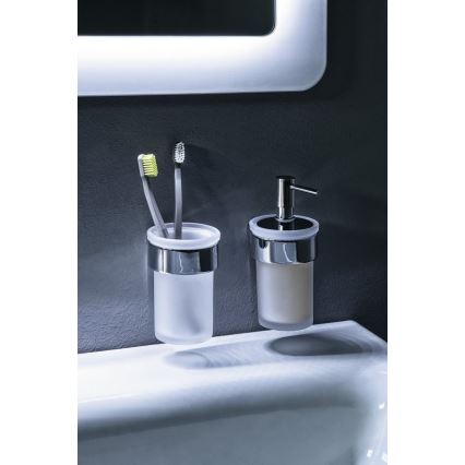 Gedy - Ντισπένσερ υγρού σαπουνιού τοίχου PIRENEI 110 mm γαλακτερό Γυαλί/γυαλιστερό χρώμιο