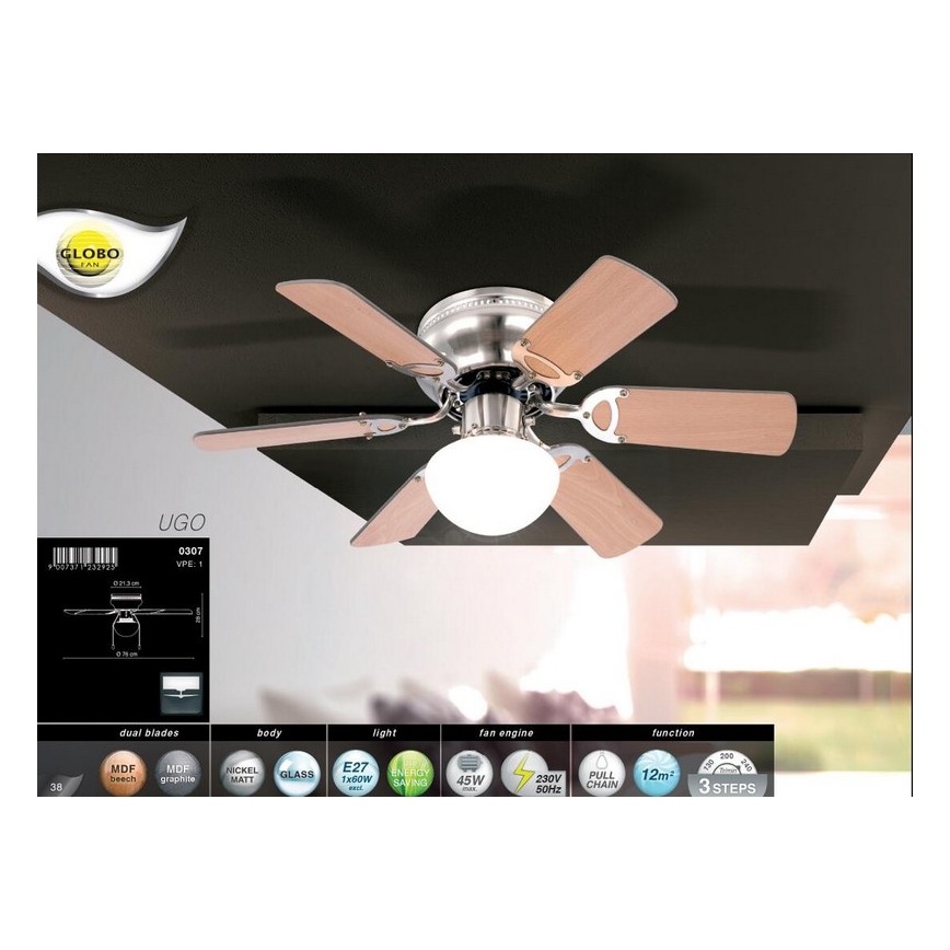 Globo - Ανεμιστήρας οροφής 1xE27/60W/230V