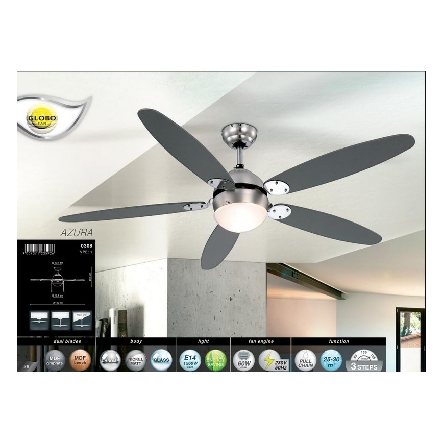 Globo - Ανεμιστήρας οροφής 1xE14/60W/230V