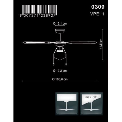 Globo - Ανεμιστήρας οροφής 1xE27/60W/230V