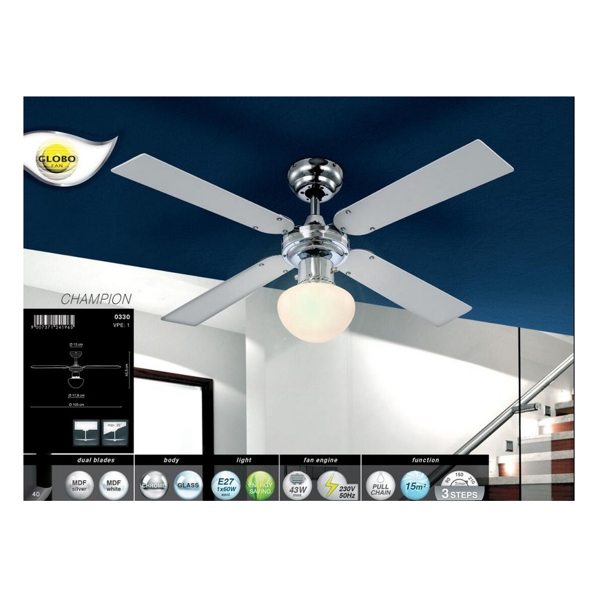 Globo - Ανεμιστήρας οροφής 1xE27/60W/230V