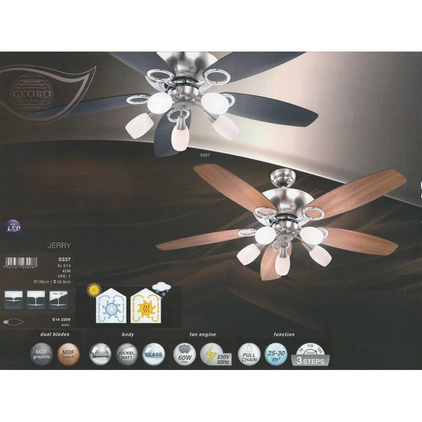 Globo - Ανεμιστήρας οροφής 5xE14/40W/230V