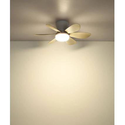 Globo - Ρυθμιζόμενος ανεμιστήρας οροφής LED/5W/230V 2700-6500K μπεζ + τηλεχειριστήριο