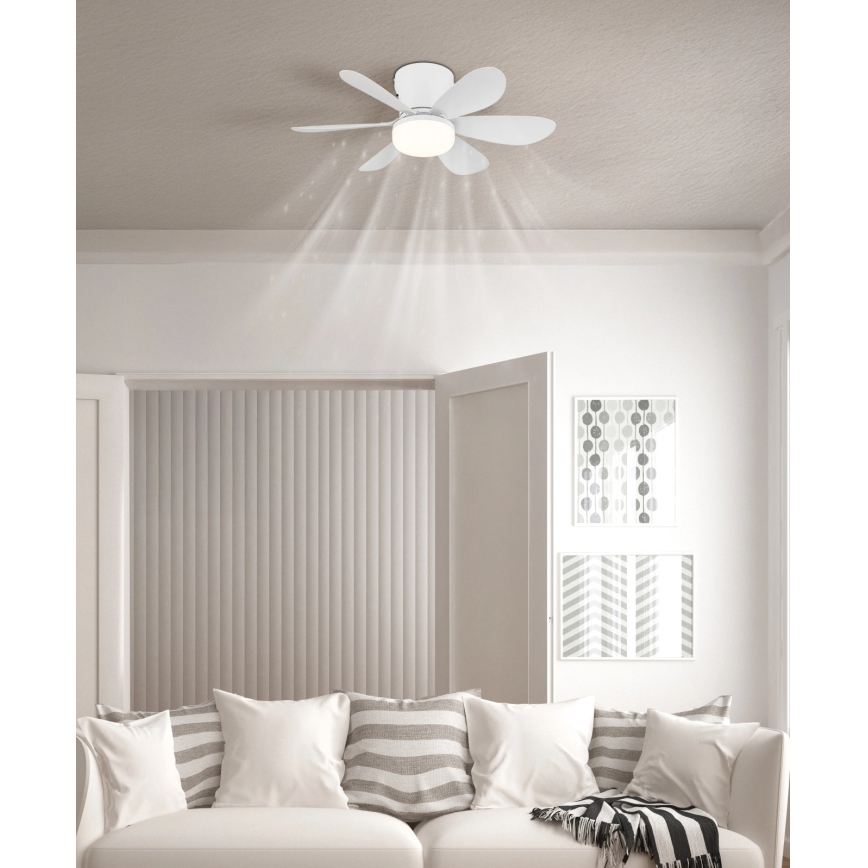 Globo - LED Ρυθμιζόμενος ανεμιστήρας οροφής LED/5W/230V 2700-6500K λευκός + τηλεχειριστήριο