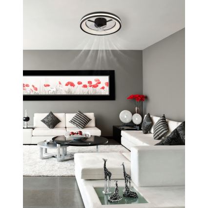 Globo - LED Φωτιστικό οροφής dimmable με ανεμιστήρα LED/30W/230V 2700-6500K μαύρο + τηλεχειριστήριο