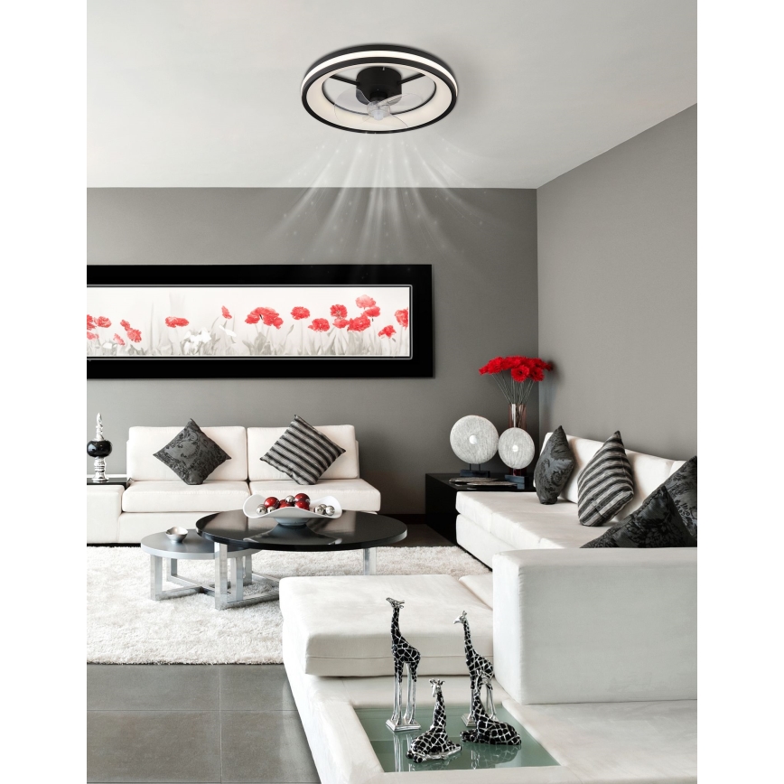 Globo - LED Φωτιστικό οροφής dimmable με ανεμιστήρα LED/30W/230V 2700-6500K μαύρο + τηλεχειριστήριο