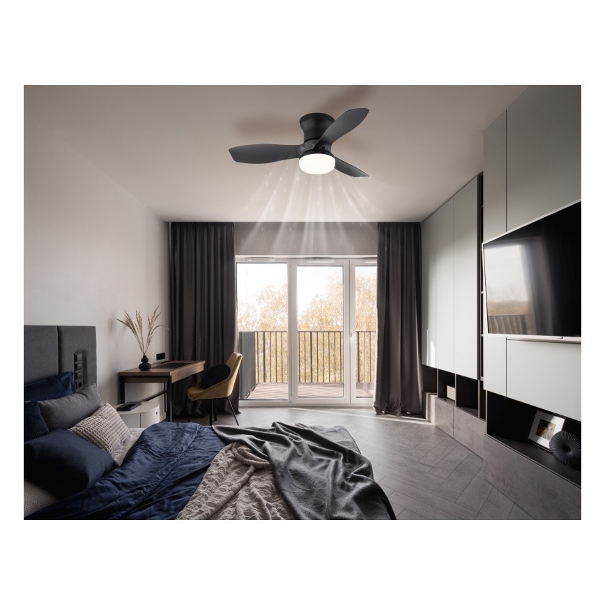 Globo - Ρυθμιζόμενος ανεμιστήρας οροφής LED/15W/230V 2700-6500K μαύρος + τηλεχειριστήριο