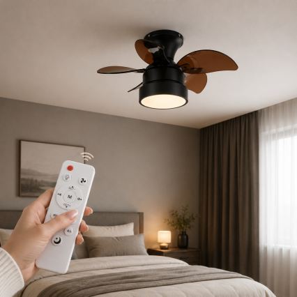 Globo - Ρυθμιζόμενος ανεμιστήρας οροφής LED/22W/230V 3000/4500/6000K καφέ + τηλεχειριστήριο