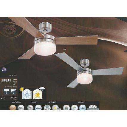 Globo - Ανεμιστήρας οροφής 2xE14/40W/230V + τηλεχειριστήριο