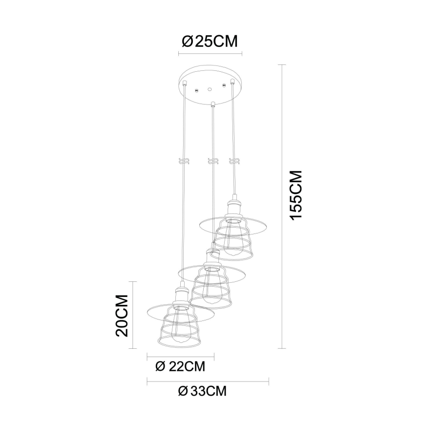 Globo - Κρεμαστό φωτιστικό οροφής 3xE27/60W/230V