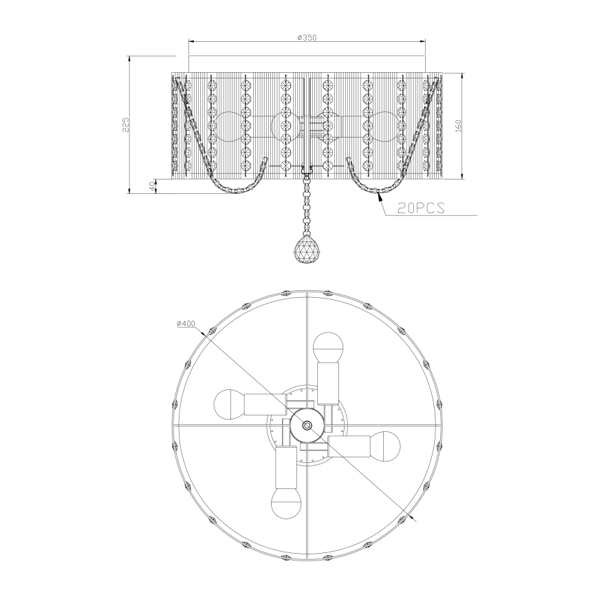 Globo - Φωτιστικό Οροφής με Κρύσταλλα 4xE14/40W/230V