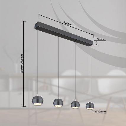 Globo -  Κρεμαστό φωτιστικό οροφής LED 4xLED/6W/230V