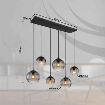 Globo - Κρεμαστό φωτιστικό οροφής 6xE27/60W/230V