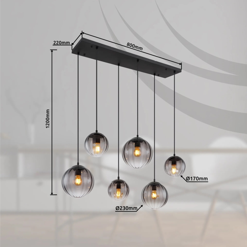 Globo - Κρεμαστό φωτιστικό οροφής 6xE27/60W/230V