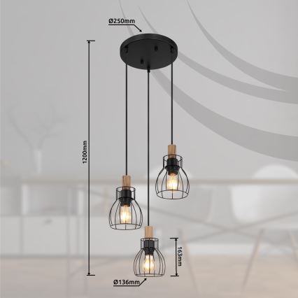 Globo - Κρεμαστό φωτιστικό οροφής 3xE27/40W/230V