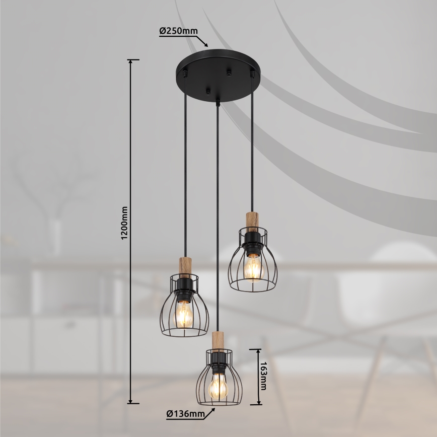 Globo - Κρεμαστό φωτιστικό οροφής 3xE27/40W/230V