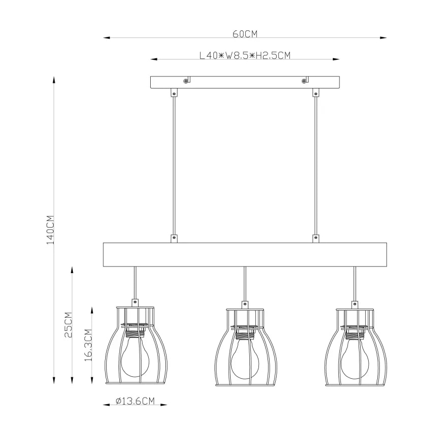 Globo - Πολύφωτο σε σχοινί 3xE27/40W/230V