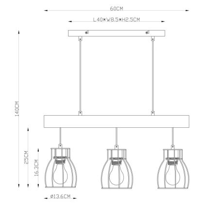 Globo - Πολύφωτο σε σχοινί 3xE27/40W/230V