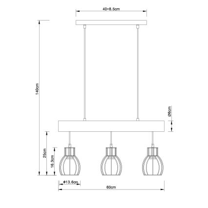 Globo - Πολύφωτο με συρματόσχοινο 3xE27/60W/230V