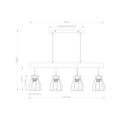 Globo - Κρεμαστό φωτιστικό οροφής 4xE27/40W/230V