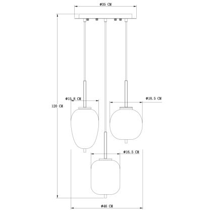 Globo - Πολύφωτο σε σχοινί 3xE14/40W/230V