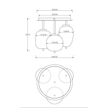 Globo - Πλαφονιέρα οροφής  3xE14/40W/230V μαύρο