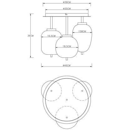 Globo - Πλαφονιέρα οροφής  3xE14/40W/230V ορείχαλκος