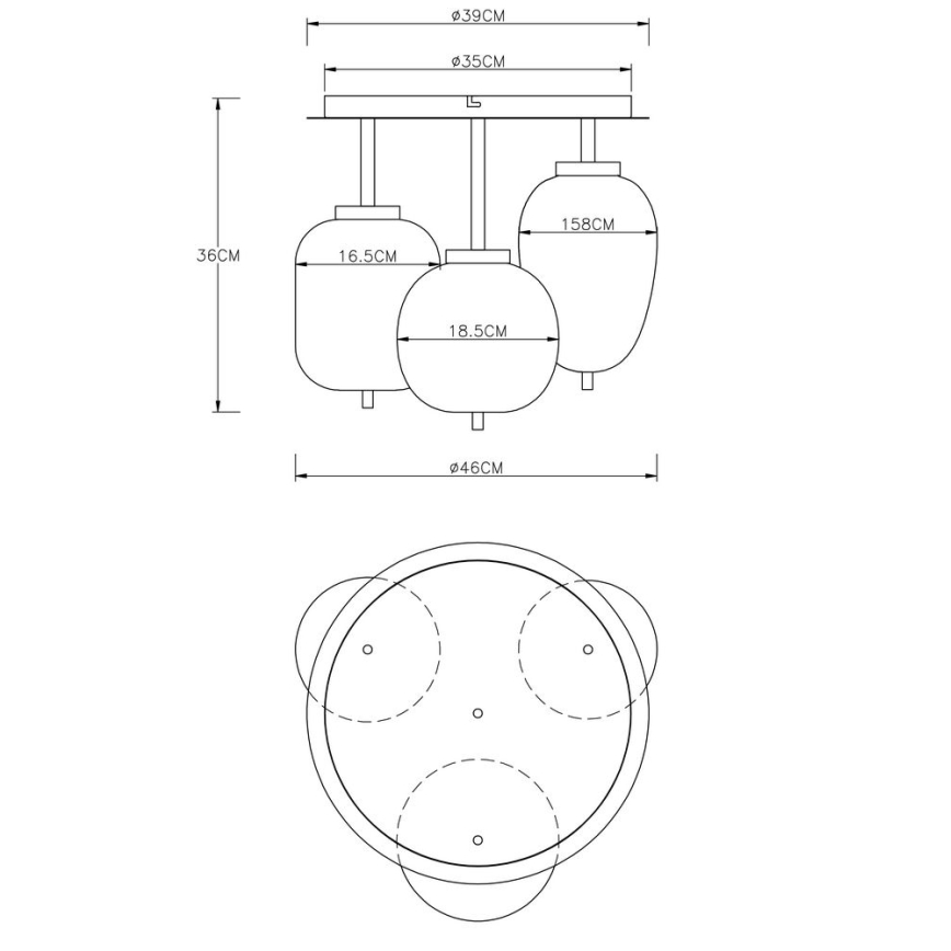 Globo - Πλαφονιέρα οροφής  3xE14/40W/230V ορείχαλκος