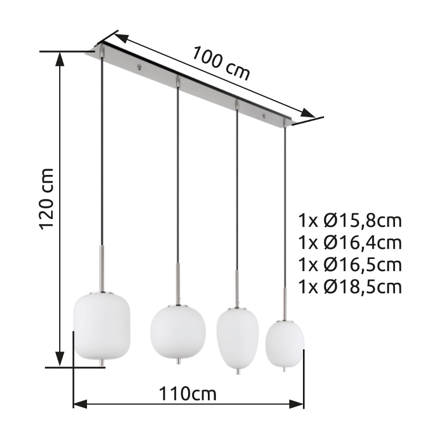 Globo - Κρεμαστό φωτιστικό οροφής 4xE14/40W/230V λευκό