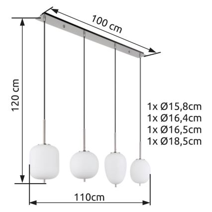 Globo - Κρεμαστό φωτιστικό οροφής 4xE14/40W/230V λευκό