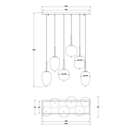 Globo - Κρεμαστό φωτιστικό οροφής πολύφωτο 6xE14/40W/230V μαύρο