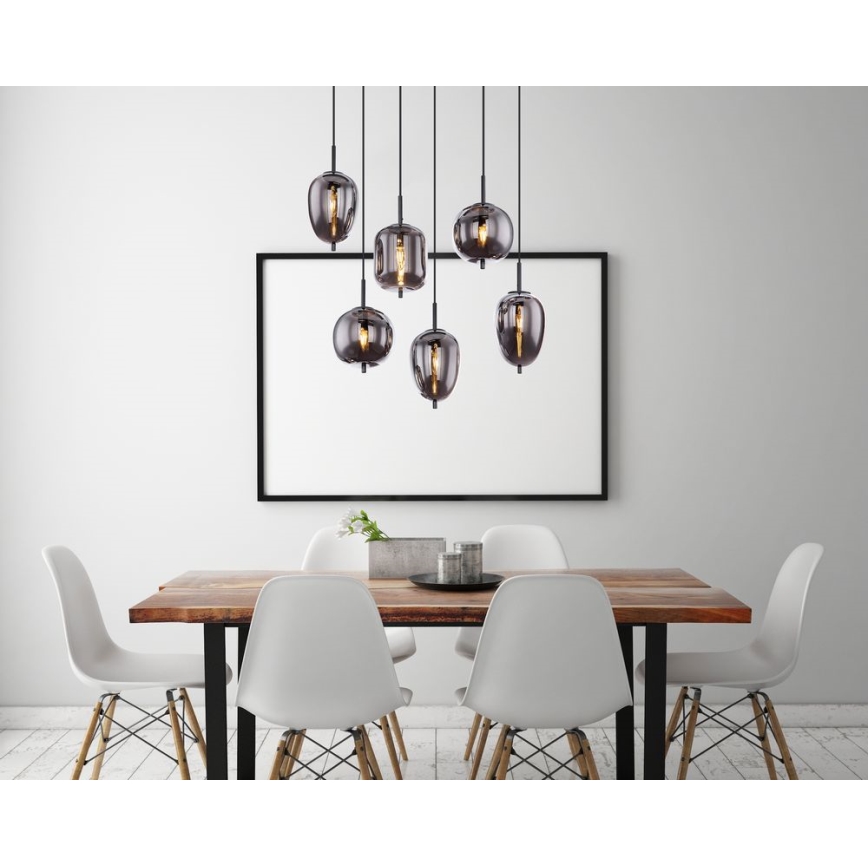Globo - Φωτιστικό οροφής με καλώδιο 6xE14/40W/230V μαύρο