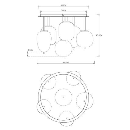 Globo - Πλαφονιέρα οροφής  6xE14/40W/230V μαύρο