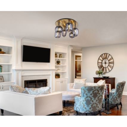 Globo - Επιτοίχιο φωτιστικό 6xE14/40W/230V ορείχαλκος