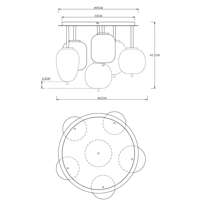 Globo - Πλαφονιέρα οροφής  6xE14/40W/230V ορείχαλκος