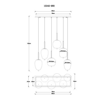 Globo - Κρεμαστό φωτιστικό οροφής 6xE14/40W/230V γυαλιστερό χρώμιο