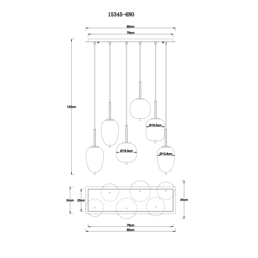 Globo - Κρεμαστό φωτιστικό οροφής 6xE14/40W/230V γυαλιστερό χρώμιο