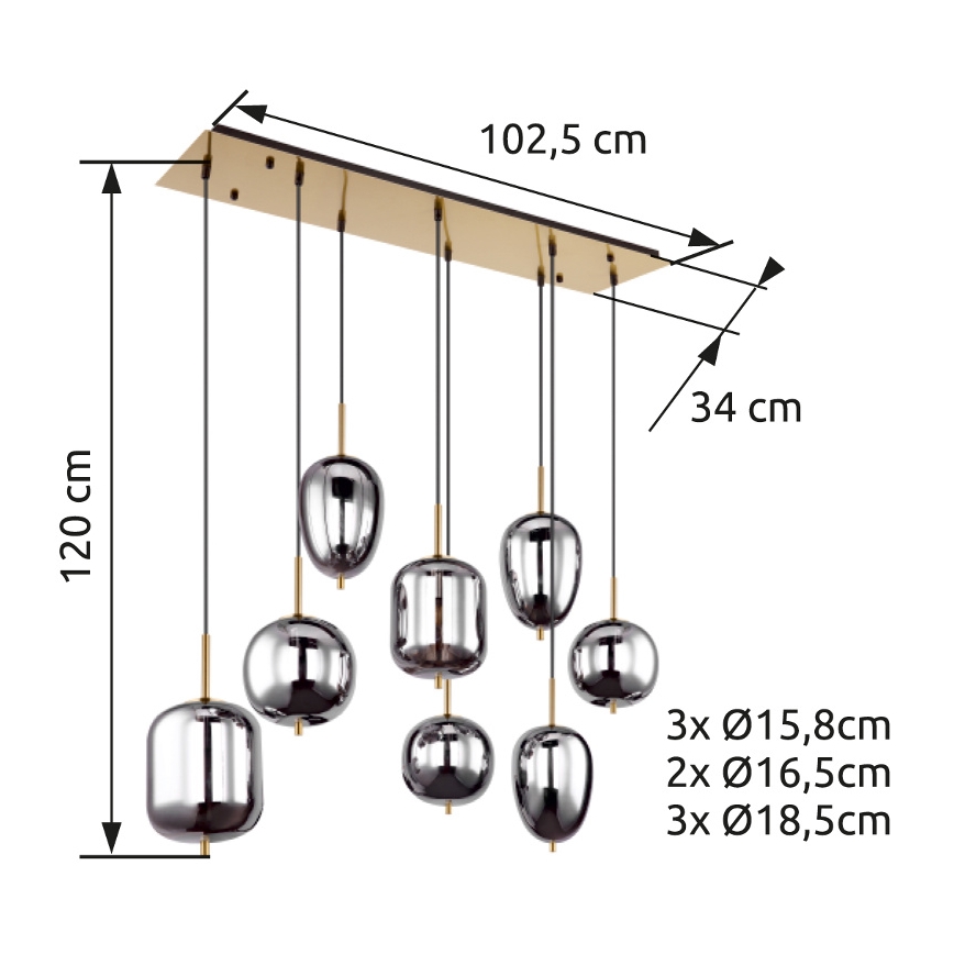 Globo - Κρεμαστό φωτιστικό οροφής 8xE14/40W/230V φιμέ