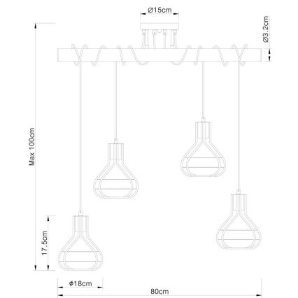 Globo - Πολύφωτο με σύρμα 4xE27/60W/230V