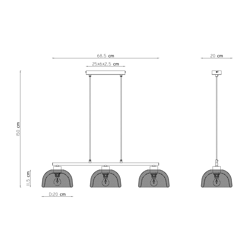 Globo - Πολύφωτο σε σχοινί 3xE14/40W/230V
