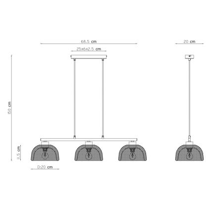 Globo - Πολύφωτο σε σχοινί 3xE14/40W/230V