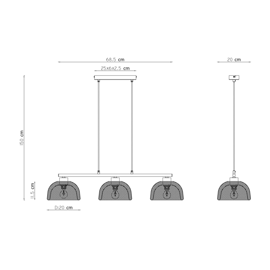 Globo - Πολύφωτο σε σχοινί 3xE14/40W/230V