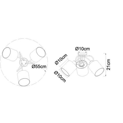 Globo - Πλαφονιέρα οροφής 3xE14/25W/230V