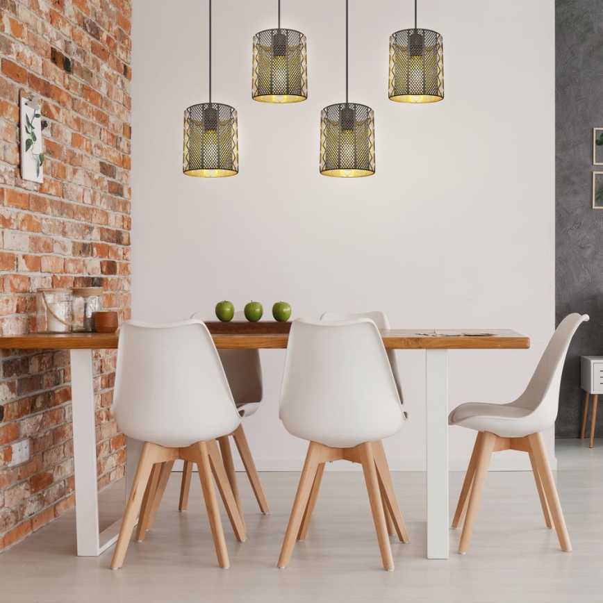 Globo -  Κρεμαστό φωτιστικό οροφής ράγα 4xE27/60W/230V χρυσό/μαύρο