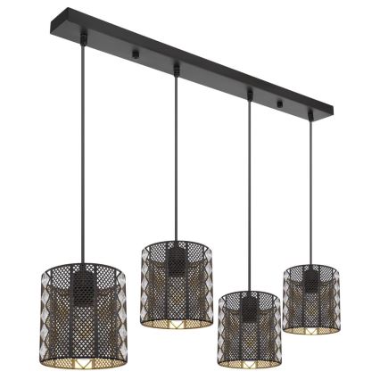 Globo -  Κρεμαστό φωτιστικό οροφής ράγα 4xE27/60W/230V χρυσό/μαύρο