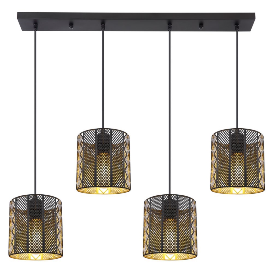 Globo -  Κρεμαστό φωτιστικό οροφής ράγα 4xE27/60W/230V χρυσό/μαύρο