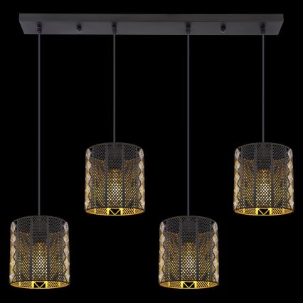Globo -  Κρεμαστό φωτιστικό οροφής ράγα 4xE27/60W/230V χρυσό/μαύρο