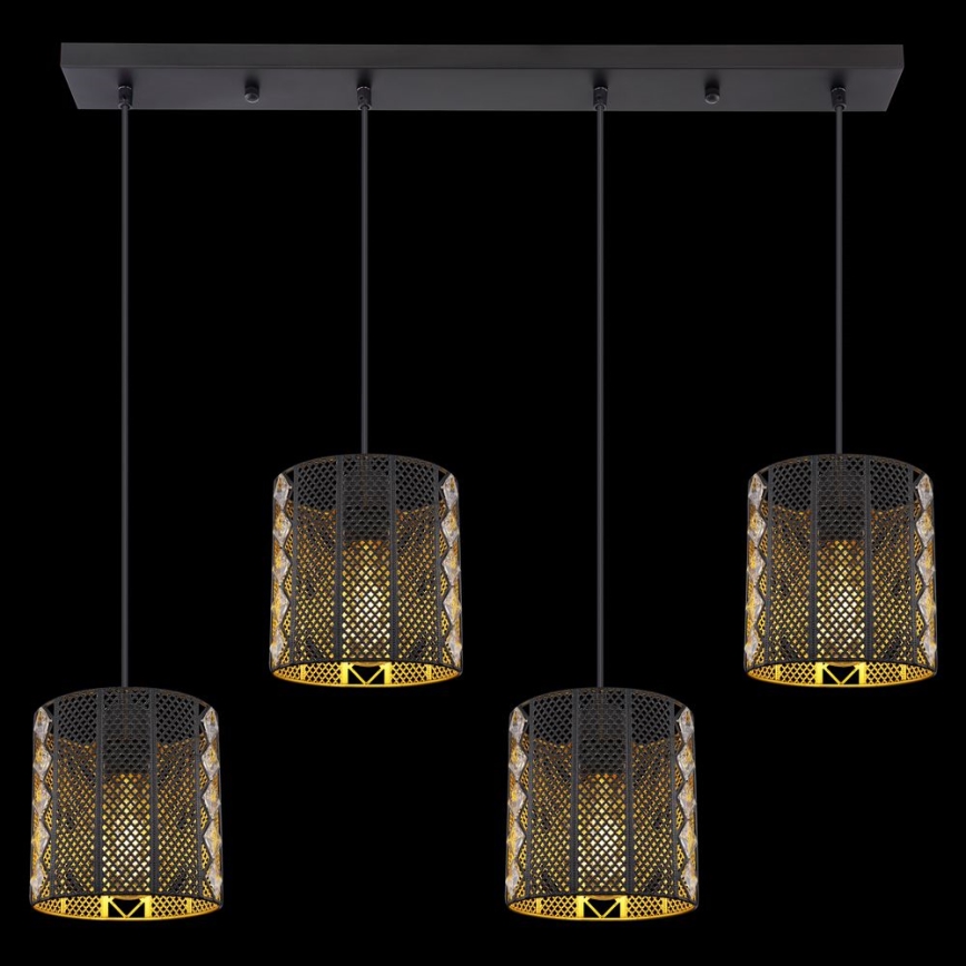 Globo -  Κρεμαστό φωτιστικό οροφής ράγα 4xE27/60W/230V χρυσό/μαύρο