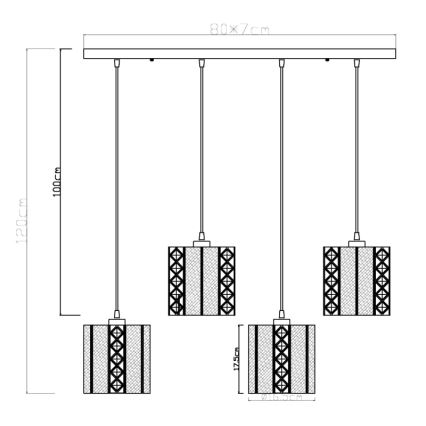 Globo -  Κρεμαστό φωτιστικό οροφής ράγα 4xE27/60W/230V χρυσό/μαύρο